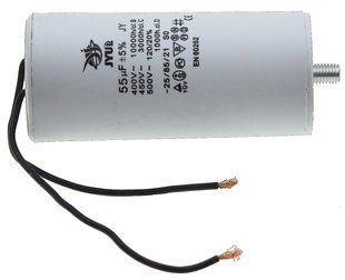 Конденсатор JYUL CBB-60L 55мкф - 450 VAC болт + дроту(50*110 mm) 64590-167 фото