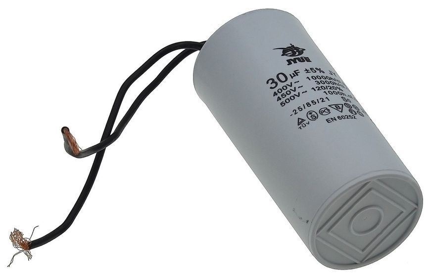 Конденсатор JYUL CBB-60 30мкф - 450 VAC провода (45*96 mm) 64521-098 фото