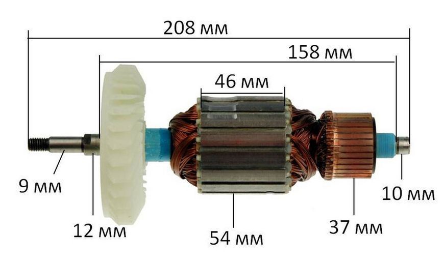 Якір болгарка Euro Craft AG232 3150 Вт - 230 мм (208 * 54 шліц 9мм) 27014-627 фото