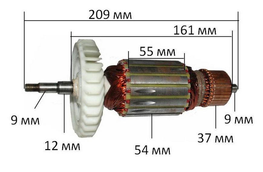 Якорь болгарка Einhell 230 NTN (209*54 шлиц 9мм резьба) 27214-829 фото