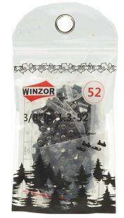 Цепь 52 звена (26 зубов) Winzor суперзуб для твёрдых пород + 2 заклёпки шаг 3/8 паз 1,3 оригинал 32883-220 фото