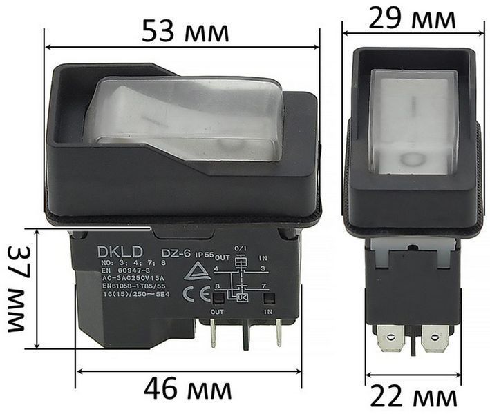 Кнопка рейсмусу JET JWP-12 4 контакти 15A із пружиною DKLD DZ-6 753617-1249 фото