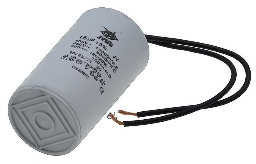Конденсатор JYUL CBB-60 20мкф - 400 VAC дроту(40*72 mm) 64519-096 фото