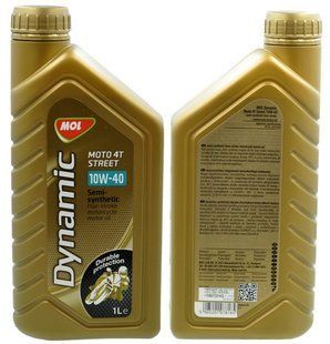 Масло для 4-х тактних двигунів Dynamic Moto 4T Street10W-40 MOL полусинтетика1л 41008-160 фото