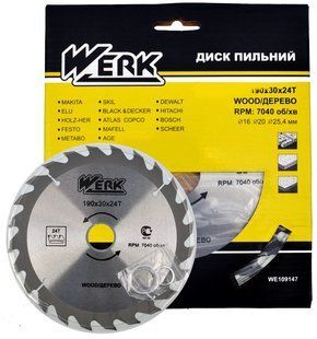 Пильний диск по дереву Werk 190х30, 24 зуб. - 1 шт 981895-035 фото