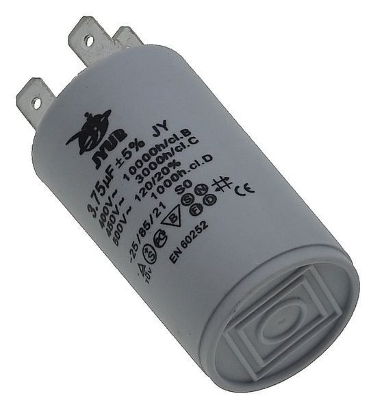 Конденсатор JYUL CBB-60H 3.75 мкф &mdash; 450 VAC клеми (30*51 mm) 47613-252 фото