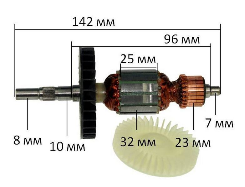 Якорь шлифмашина Makita BO3700 (142*32 8мм вн. резьба) 517339-9 26743-360 фото