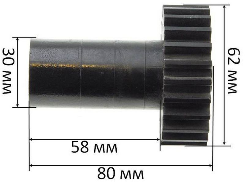Шестерня м'ясорубки Braun 67051414 D62мм/30мм z1 24 прямо z2 8 прямо h 80мм h2 20мм Dвн 8мм 18159-036 фото