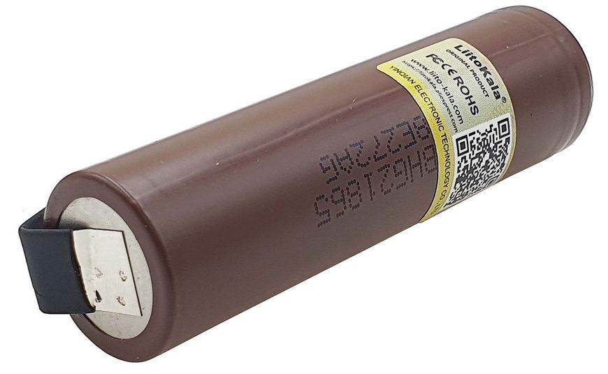 Акумулятор Li-Ion LiitoKala 18650 3.7V 3000mAh (HG2-N) d18 h65 клеми 15А оригiнал 90433-565 фото