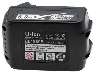 Акумулятор шуруповерта Makita BL1860B LXT (Li-Ion, 18В, 6Ah) аналог 632F69-8 21803-825 фото