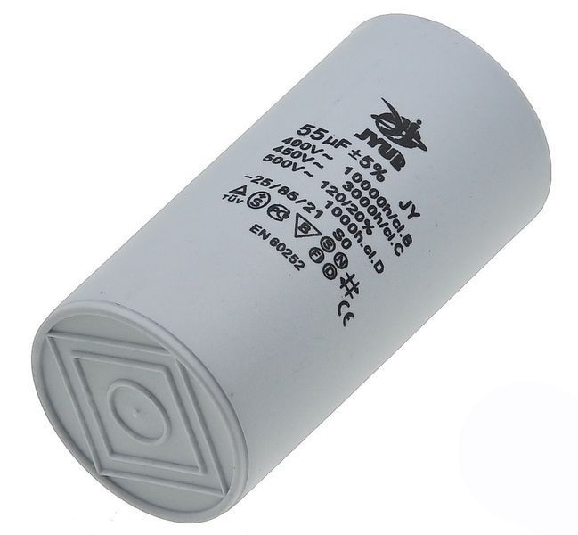 Конденсатор JYUL CBB-60H 55 мкф &mdash; 450 VAC клеми (50*100 mm) 64560-137 фото