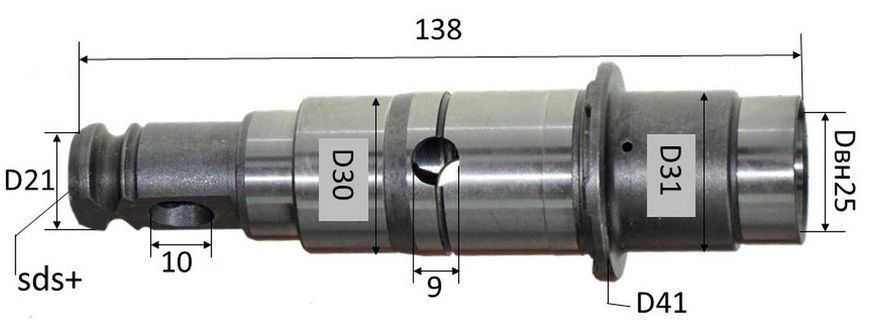 Ствол перфоратора Makita 2470 голий аналог 158574-6 70866-034 фото