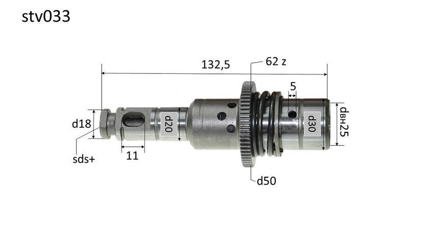 Стовбур перфоратора Hitachi 24PC3 (шестерня + бойок) d18*20*30 L132,5 70865-033 фото