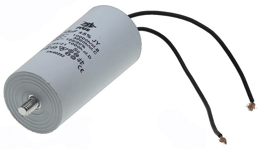 Конденсатор JYUL CBB-60L 35мкф - 450 VAC болт + провода (45*98 mm) 64586-163 фото