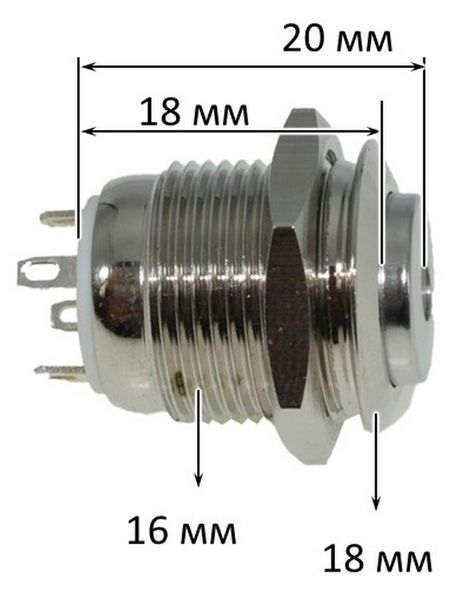 Кнопка антивандальная d18mm резьба 16mm h20mm 4 контакта индикация 80499-534 фото