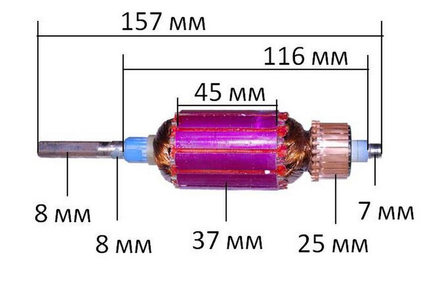 Якір шлифмашина Зеніт ЗВШ- 500( 157*37 шліц 8мм) 27162-775 фото