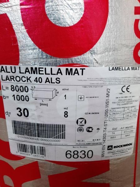 Утеплювач базальтовий для труб і димоходів Rockwool Alu lamella mat 30 мм уб019 фото
