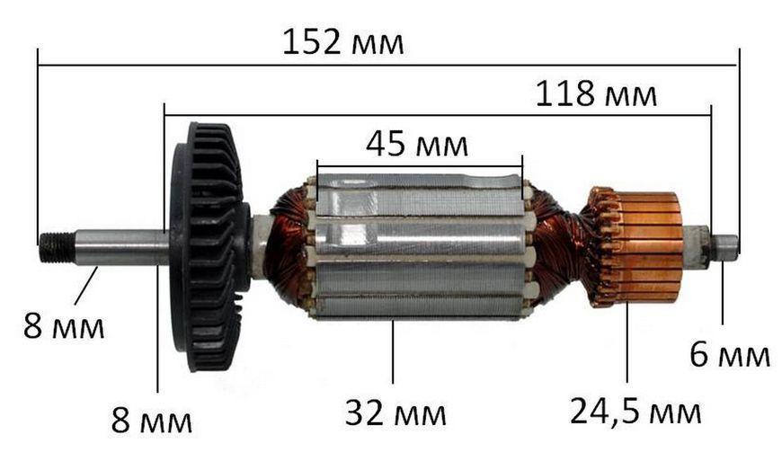 Якір болгарка Фіолент 125 (152*32 посадка 8 мм) GUA аналог ІДФР684263018-01І 26737-354 фото