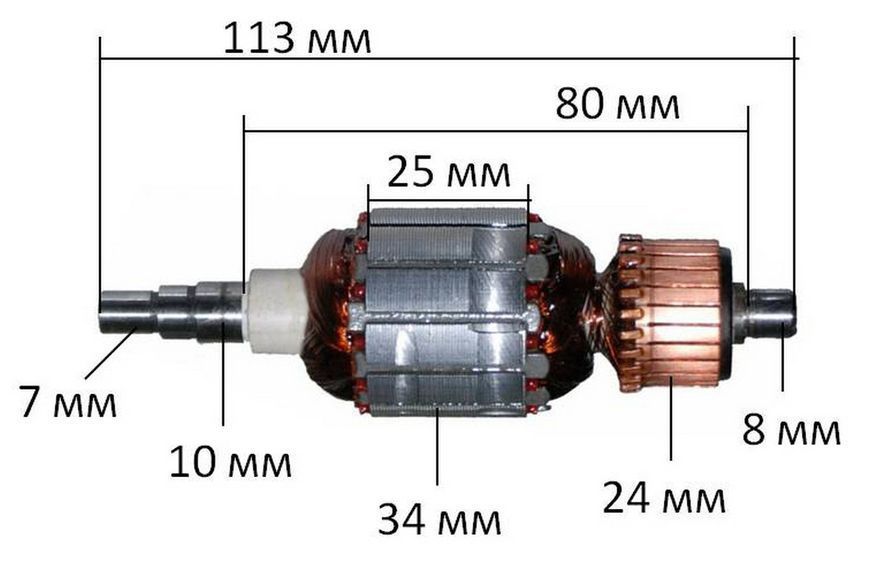 Якорь шлифмашины DeWalt 411 ( 113*34 шлиц 7мм) 578863-01 26693-306 фото