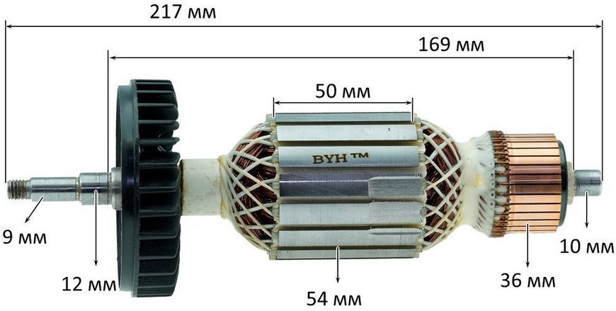 Якорь болгарки Makita GA9030/GA7030 (217*54 резьба 9 мм) аналог 517828-4 26779-394 фото