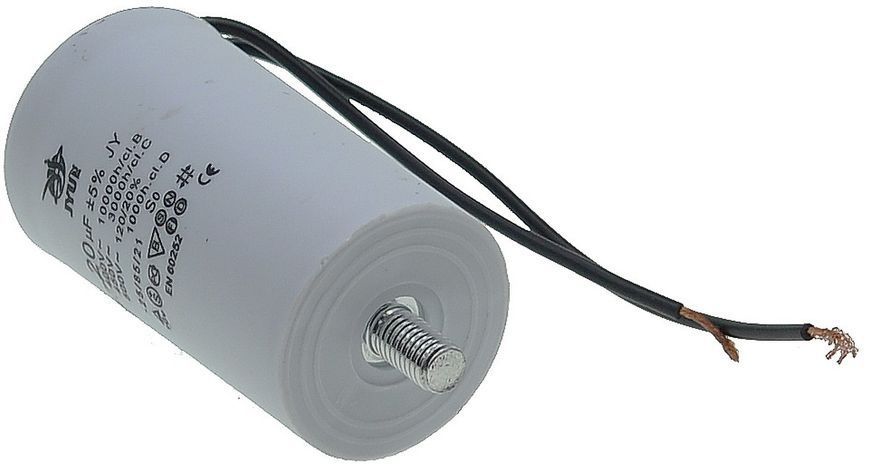 Конденсатор JYUL CBB-60L 20мкф - 450 VAC болт + дроту(40*70 mm) 64583-160 фото