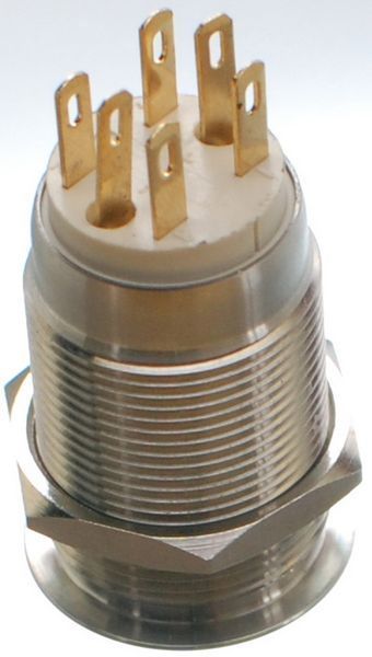 Кнопка антивандальная d22mm різьблення 19mm h33mm 2 положення 6 контактів індикація 85451-557 фото