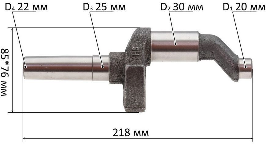 Коленвал компрессора 20*30*25*22*218мм Forte V-0.4/50 61821-732 фото