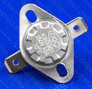 Термореле KSD 301 (70*C 10A, 250V) с кнопкой для утюгов и обогревателей 244263-066 фото