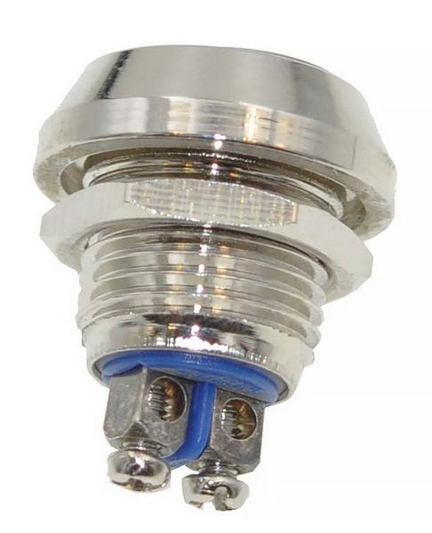 Кнопка антивандальная d18mm резьба 12mm h20mm 2 контакта под винт 77149-503 фото