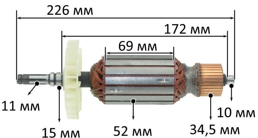 Якорь болгарка DeWalt 230 52 мм (226*52 посадка 11мм) 26516-121 фото