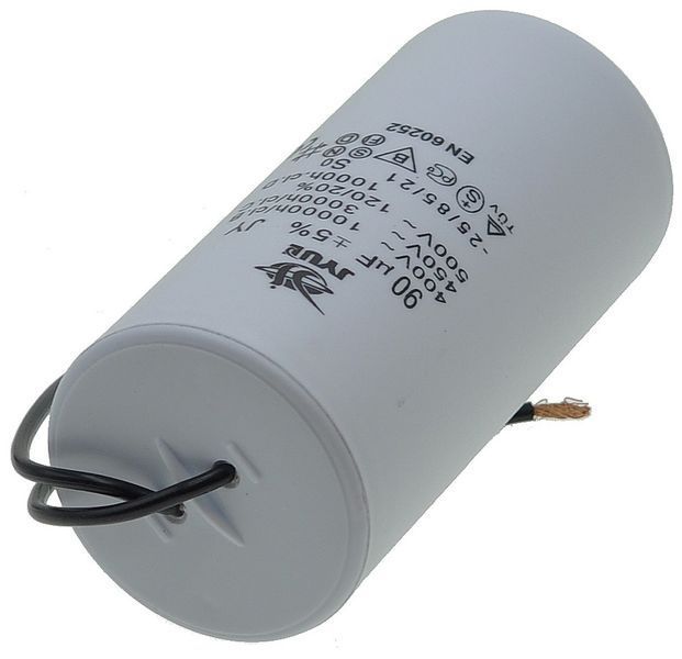Конденсатор JYUL CBB-60 90мкф - 450 VAC провода (60*123 mm) 64529-106 фото