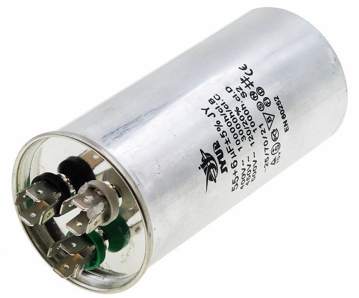 Конденсатор JYUL CBB-65 55+6мкф - 450 VAC алюминий (55*107 mm) 44626-279 фото