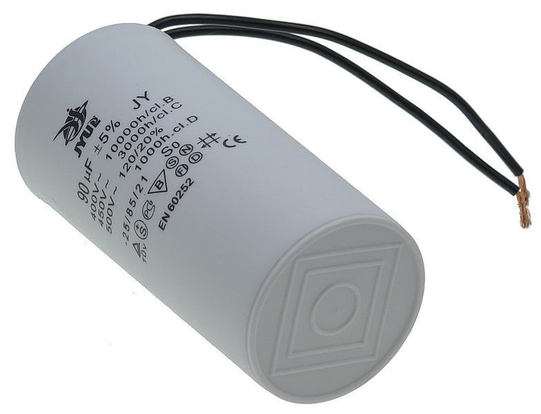 Конденсатор JYUL CBB-60 90мкф - 450 VAC провода (60*123 mm) 64529-106 фото