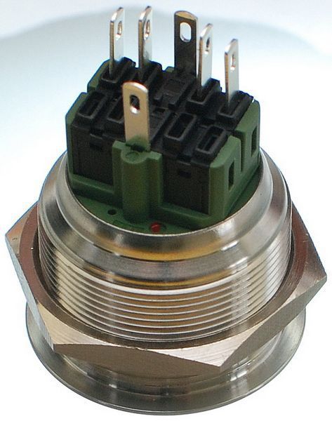 Кнопка антивандальная d32mm різьблення 28mm h33mm 2 положення 6 контактів індикація 64784-581 фото