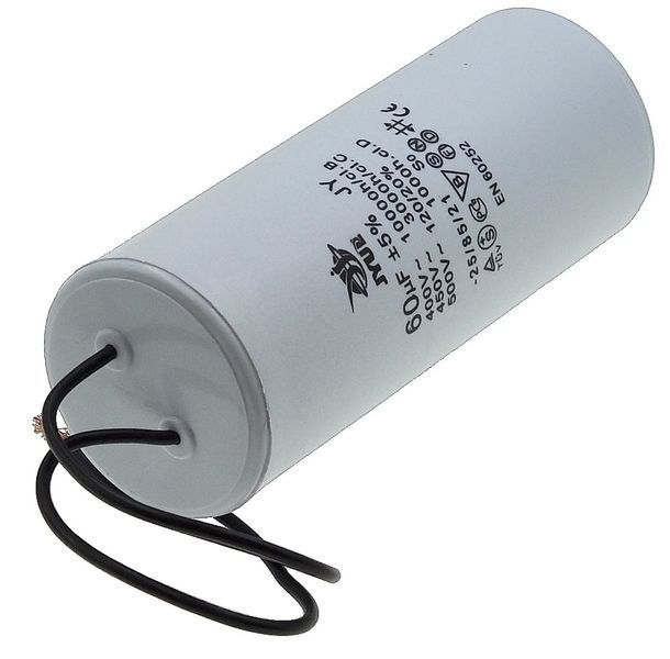 Конденсатор JYUL CBB-60 60мкф - 400 VAC дроту(50*123 mm) 64526-103 фото