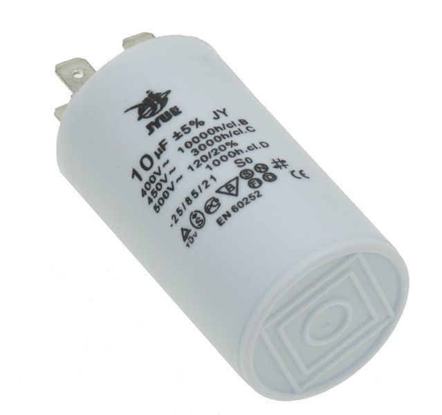 Конденсатор JYUL CBB-60H 10 мкф &mdash; 450 VAC клеми (34*60 mm) 64546-123 фото