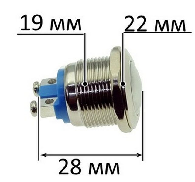 Кнопка антивандальная d22mm різьблення 19mm h21mm 2 контакти під гвинт 00837-541 фото