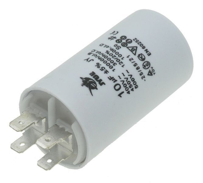 Конденсатор JYUL CBB-60H 10 мкф &mdash; 450 VAC клеми (34*60 mm) 64546-123 фото