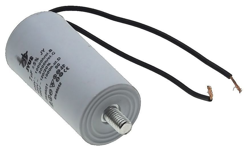 Конденсатор JYUL CBB-60L 7мкф - 450 VAC болт + дроту(35*68 mm) 85798-242 фото