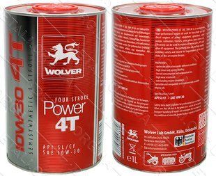Масло для 4-х тактних двигунів WOLVER FOUR STROKE POWER 4T SAE 10W-30 каністра 1л жесть 271033-137 фото
