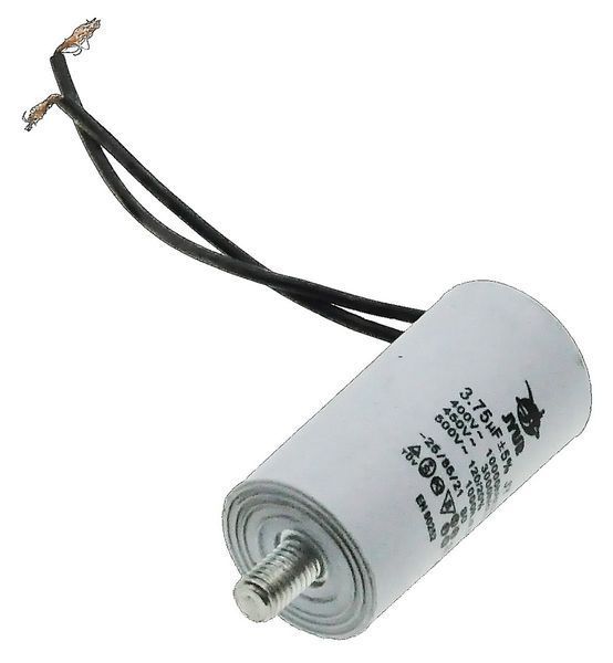 Конденсатор JYUL CBB-60L 3,75 мкф &mdash; 450 VAC болт + дроти (30*59 mm) 85796-240 фото