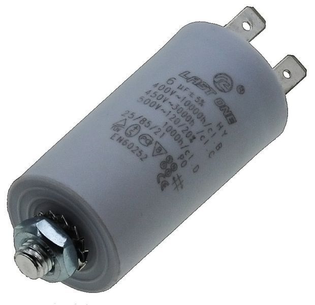 Конденсатор Last One 6 мкф клеми + гвинт HY2 CBB-60M (D30 / H57 мм) 27780-004 фото