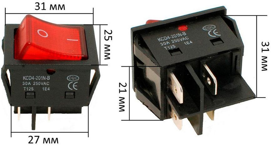 Кнопка сварочного аппарата 30A 2 положения 4 контакта 25*31 mm 645027-1275 фото