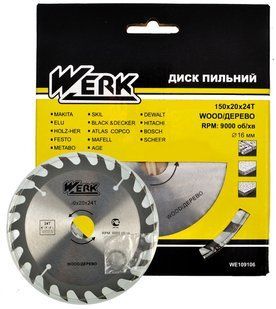 Пильний диск по дереву Werk 150X20, 24 зуб. - 1 шт 982105-026 фото