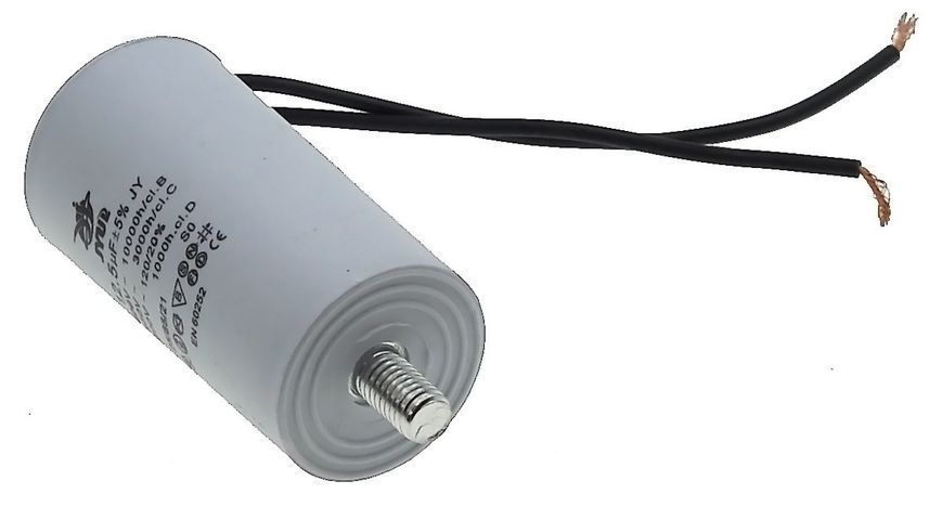 Конденсатор JYUL CBB-60L 12,5мкф &mdash; 450 VAC болт + дроти (35*69 mm) 85800-244 фото