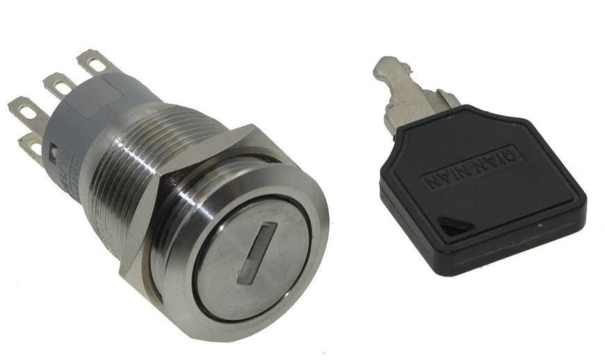 Перемикач під ключ антивандальний d22mm різь 19mm h31mm 3 положення 6 контактів 63919-561 фото