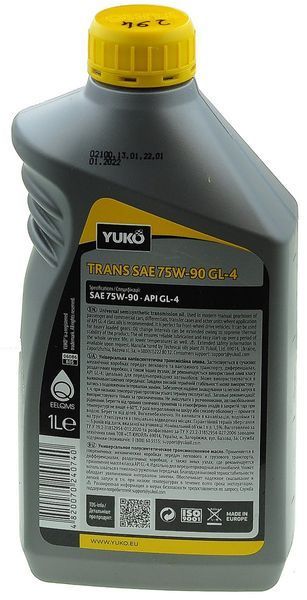 Масло YUKO TRANS 75W-90 HD SAE API GL-4 1л 135069-294 фото