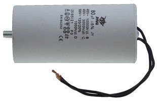 Конденсатор JYUL CBB-60L 80 мкф &mdash; 450 VAC болт + дроти (60*123 mm) 64593-170 фото