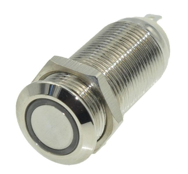 Кнопка антивандальная d14mm резьба 12mm h28mm 2 положения 4 контакта индикация 77146-516 фото