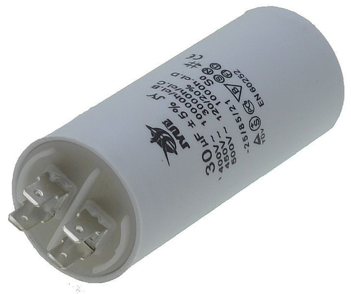 Конденсатор JYUL CBB-60M 30мкф - 450 VAC болт + клеммы (40*96 mm) 64613-190 фото